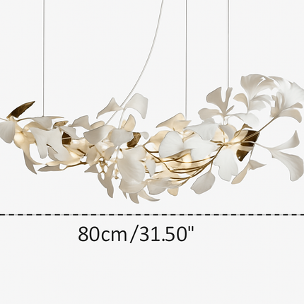 Lustre design Feuilles de céramique de luxe et Branches d'or