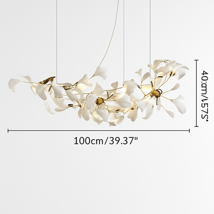 Lustre design Feuilles de céramique de luxe et Branches d'or