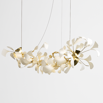Lustre design Feuilles de céramique de luxe et Branches d'or