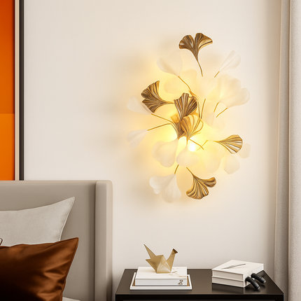 Lustre design Feuilles de céramique de luxe et Branches d'or