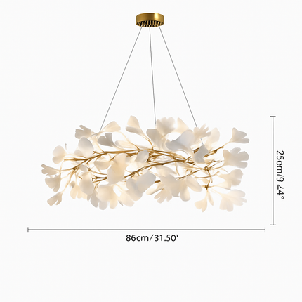 Lustre design Feuilles de céramique de luxe et Branches d'or