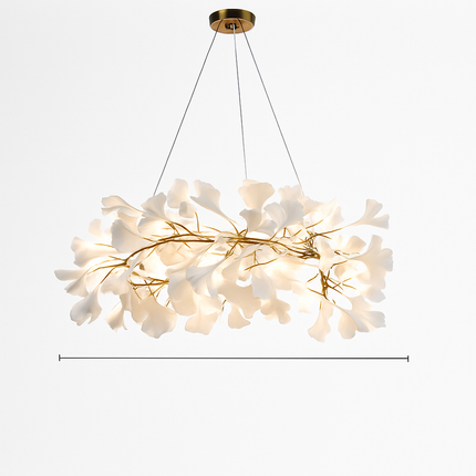 Lustre design Feuilles de céramique de luxe et Branches d'or