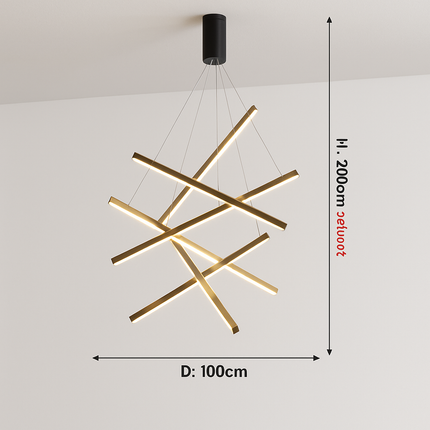Lustre design LED avec baguettes métalliques lumineuses Solana