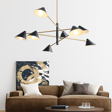 Lustre LED avec abat-jours triangulaires style loft — LZ4G7P9