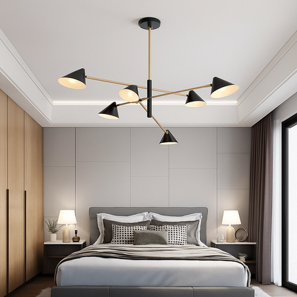 Lustre LED avec abat-jours triangulaires style loft — LZ4G7P9