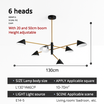 Lustre LED avec abat-jours triangulaires style loft — LZ4G7P9