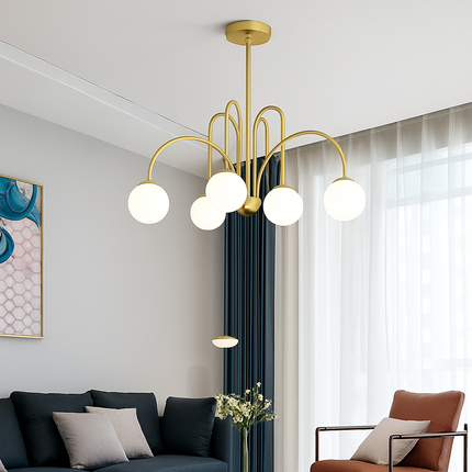 Lustre LED à branches dorées avec boules en verre — LZ4X9T1