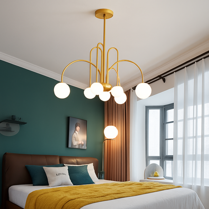 Lustre LED à branches dorées avec boules en verre — LZ4X9T1