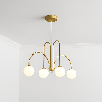 Lustre LED à branches dorées avec boules en verre — LZ4X9T1