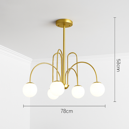 Lustre LED à branches dorées avec boules en verre — LZ4X9T1