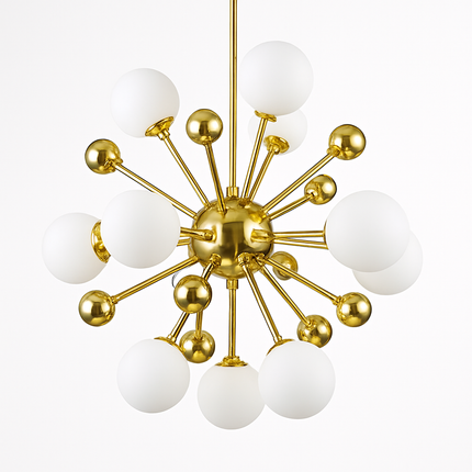 Lustre LED doré avec boules en verre design créatif — LZ4X9M2
