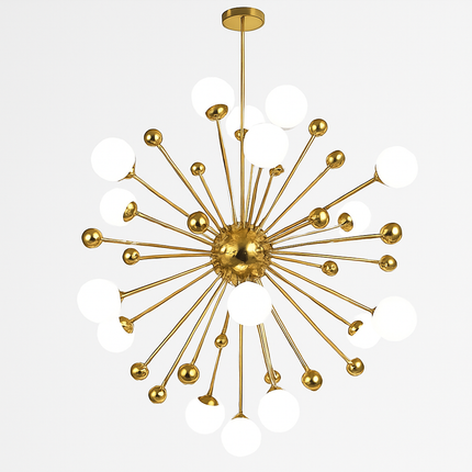Lustre LED doré avec boules en verre design créatif — LZ4X9M2