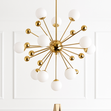 Lustre LED doré avec boules en verre design créatif — LZ4X9M2