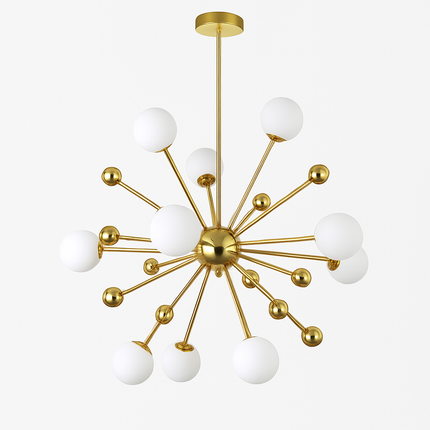 Lustre LED doré avec boules en verre design créatif — LZ4X9M2