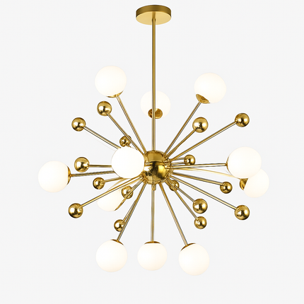 Lustre LED doré avec boules en verre design créatif — LZ4X9M2