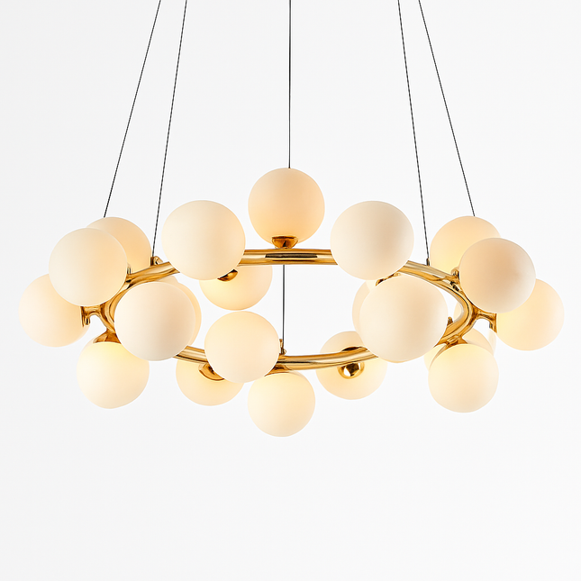 Lustre design à LED en métal avec plusieurs boules en verre Magic