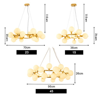 Lustre design LED en métal avec boules en verre Magic — LZ4X9P2Q