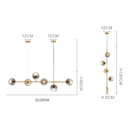 Lustre LED en métal avec boules en verre rétro — LZ4X9P2