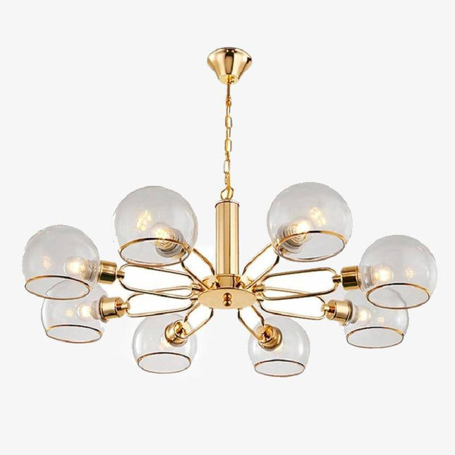 Lustre design moderne doré avec boules de verre Glass