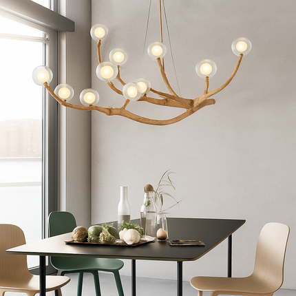 Lustre moderne en forme de branches d'arbre avec lampes LED multiples — LZ4T9X2