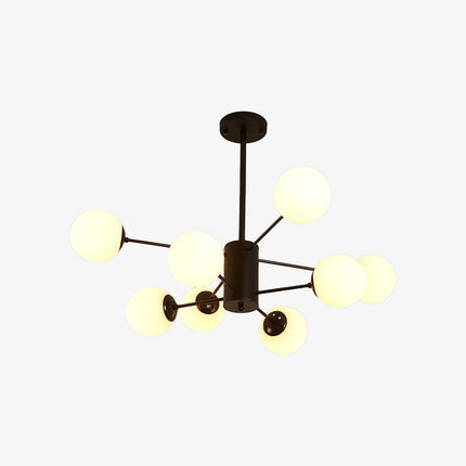 Lustre noir à branches multiples avec lampes en verre vintage — LZ7D9X