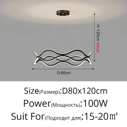 Lustre suspension nordique à lignes ondulées et éclairage principal — LZ4X9P