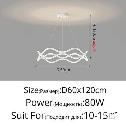 Lustre suspension nordique à lignes ondulées et éclairage principal — LZ4X9P