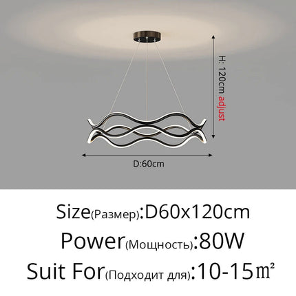 Lustre suspension nordique à lignes ondulées et éclairage principal — LZ4X9P