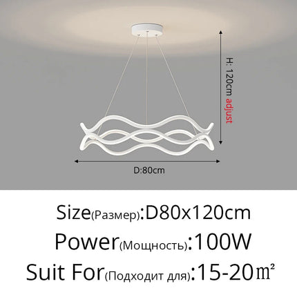 Lustre suspension nordique à lignes ondulées et éclairage principal — LZ4X9P