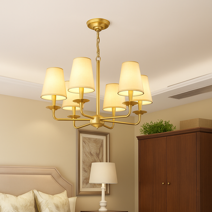 Lustre doré avec abat-jours Royal élégant — LZ4X9J