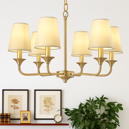 Lustre doré avec abat-jours Royal élégant — LZ4X9J