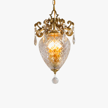 Lustre suspension doré en cristal français motif ananas médiéval — LZ7D9X