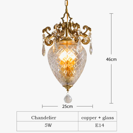 Lustre suspension doré en cristal français motif ananas médiéval — LZ7D9X