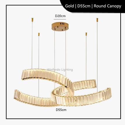 Lustre postmoderne en acier inoxydable et cristal — LZ4X9T1