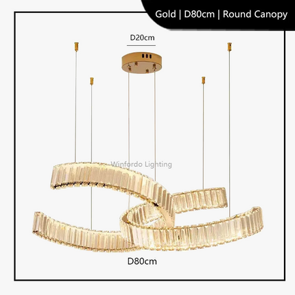 Lustre postmoderne en acier inoxydable et cristal — LZ4X9T1
