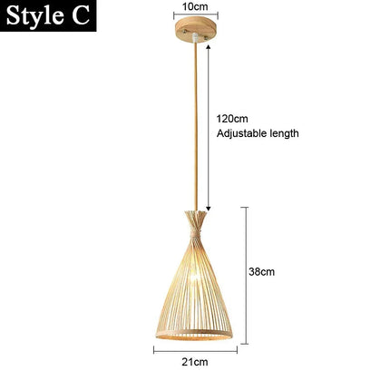 Lustre suspension en bambou et rotin tissé style japonais — LZ4X9M