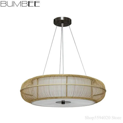 Lustre suspension en bambou fait main au style moderne et élégant — LZ4X9P