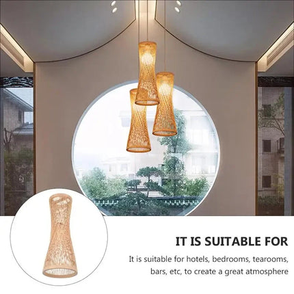 Lustre en bambou japonais à rotin tissé style chinois — LZ4X9P2