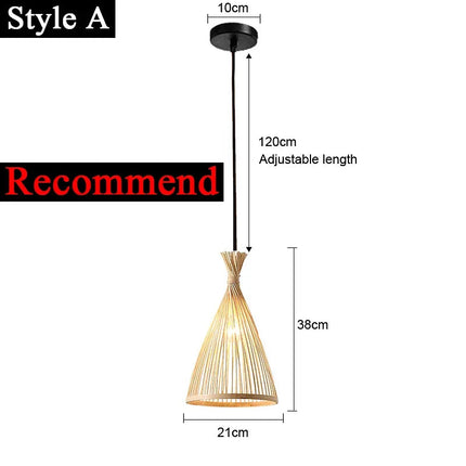 Lustre en bambou japonais à rotin tissé style chinois — LZ4X9P2