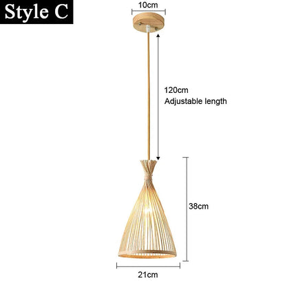 Lustre en bambou japonais à rotin tissé style chinois — LZ4X9P2