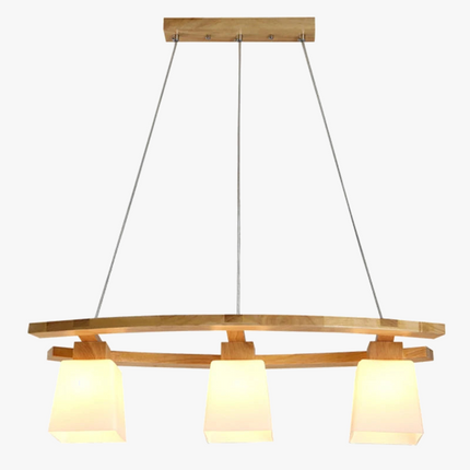 Lustre suspension bois créatif à trois têtes pour café et restaurant — LZ4X9M