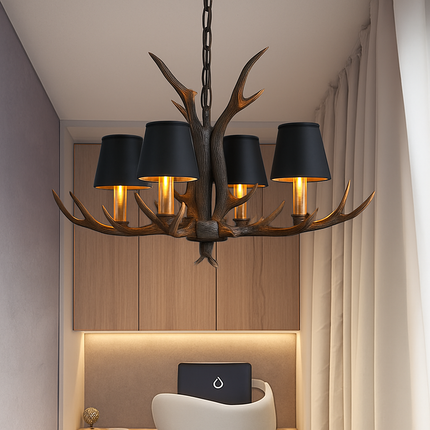 Lustre en bois esprit cerf pour intérieur rustique vintage — LZ4X9T