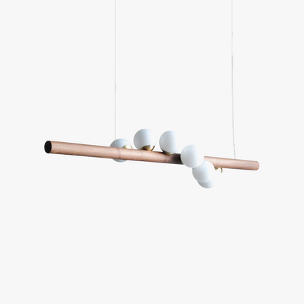 Lustre moderne en bois de noyer et verre pour intérieur élégant — LZ4X9T2