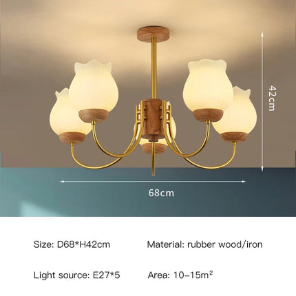 Lustre en bois avec éclairage LED pour chambre d’enfant moderne — LZ4XJ9