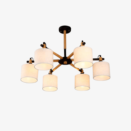 Lustre en bois avec abat-jour en tissu — LZ4X9P
