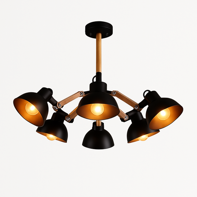 Lustre rustique en bois et métal finition antique — LZ4X9P2