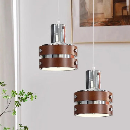 Lustre en bois massif finition argentée pour intérieur rétro et moderne — LZ4QJ7M