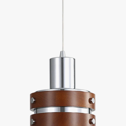 Lustre en bois massif finition argentée pour intérieur rétro et moderne — LZ4QJ7M