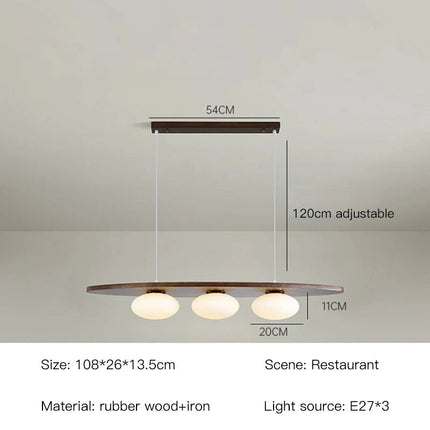 Lustre en bois massif avec suspension en verre artistique — LZ4X9T