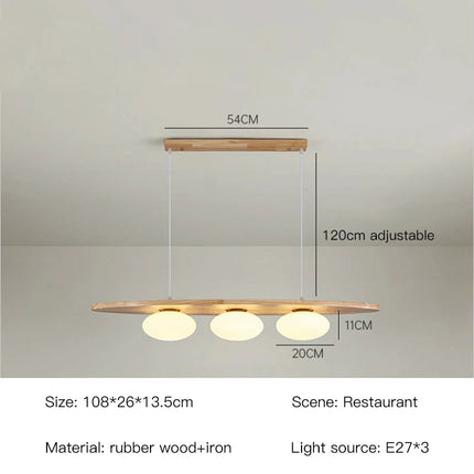Lustre en bois massif avec suspension en verre artistique — LZ4X9T